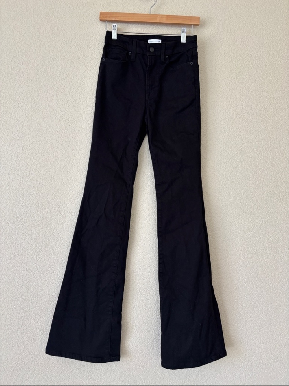 Good American Good Legs Flare Black High-Rise Jeans